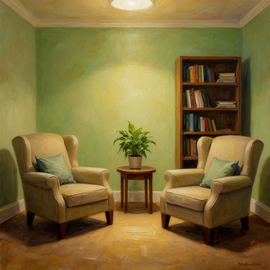 Sala de psicoterapia em pintura a óleo